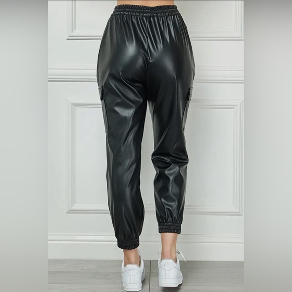 #130 Double Dare Vegan Leather Joggers - Picture 4 of 5